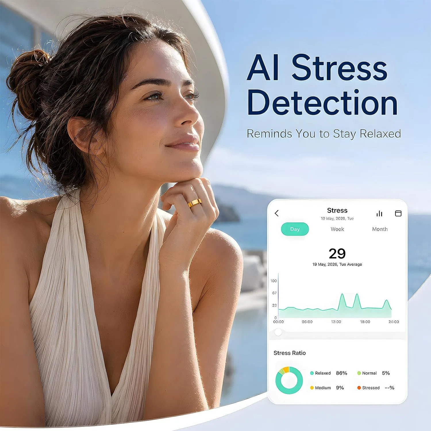 2026 Smart Ring for Women & Men, Sleep Health Fitness Tracker with Heart Rate, Blood Oxygen HRV & Stress Monitoring, No Subscription, IP68 Waterproof, iOS & Android Compatible, 5-7 Day Battery Life