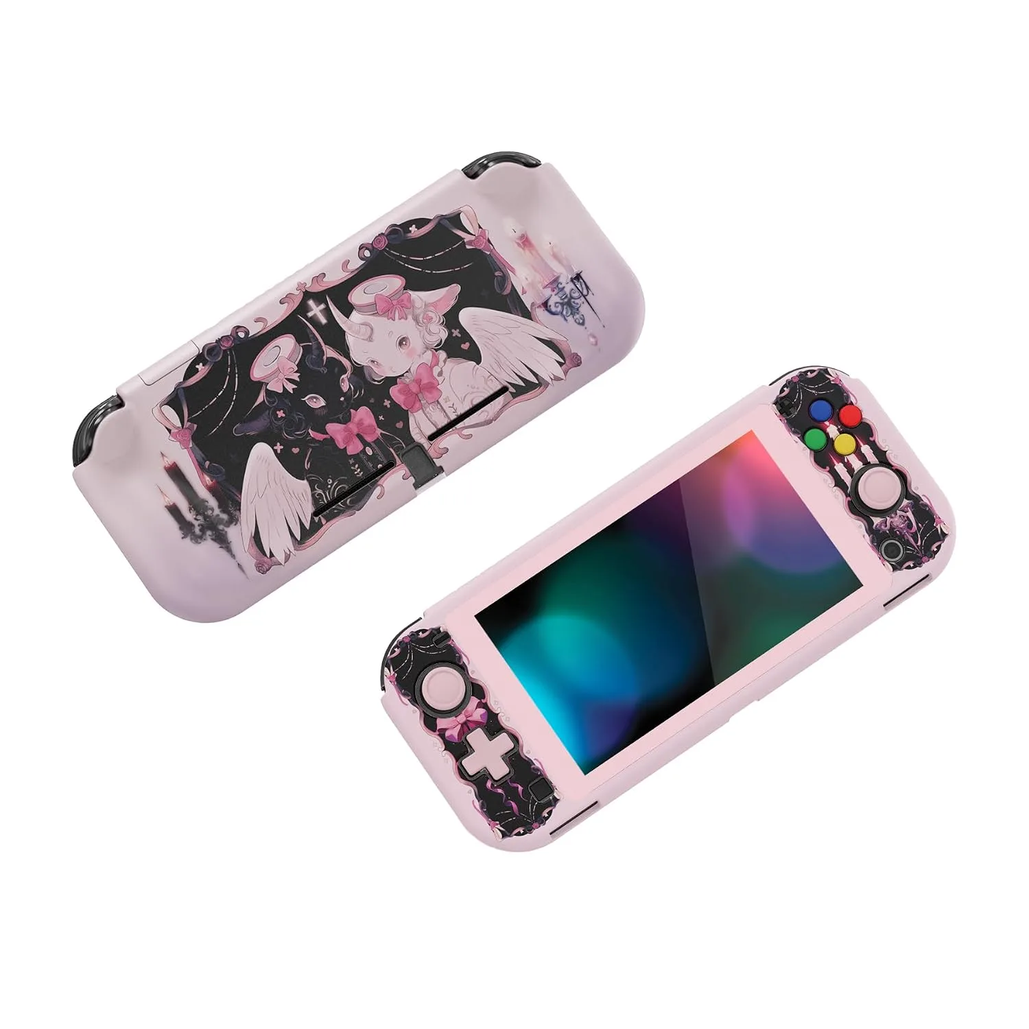 PlayVital ZealProtect Halloween Protective Case for Nintendo Switch Lite, Ergonomic Grip Cover - Durable Comfort Anti-Slip Anti-Scratch with Screen Protector & Thumb Grip Button Caps, Darkling Sheep
