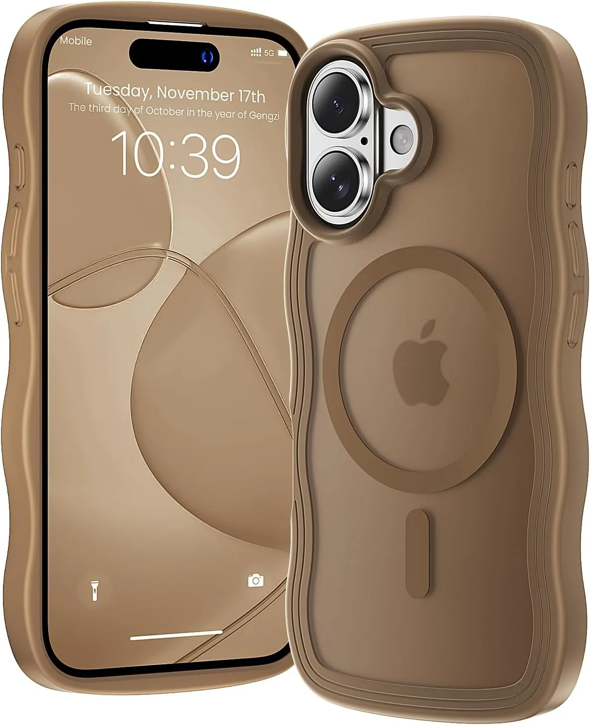toushion for iPhone 17 Case Cute Brown Wave Edge