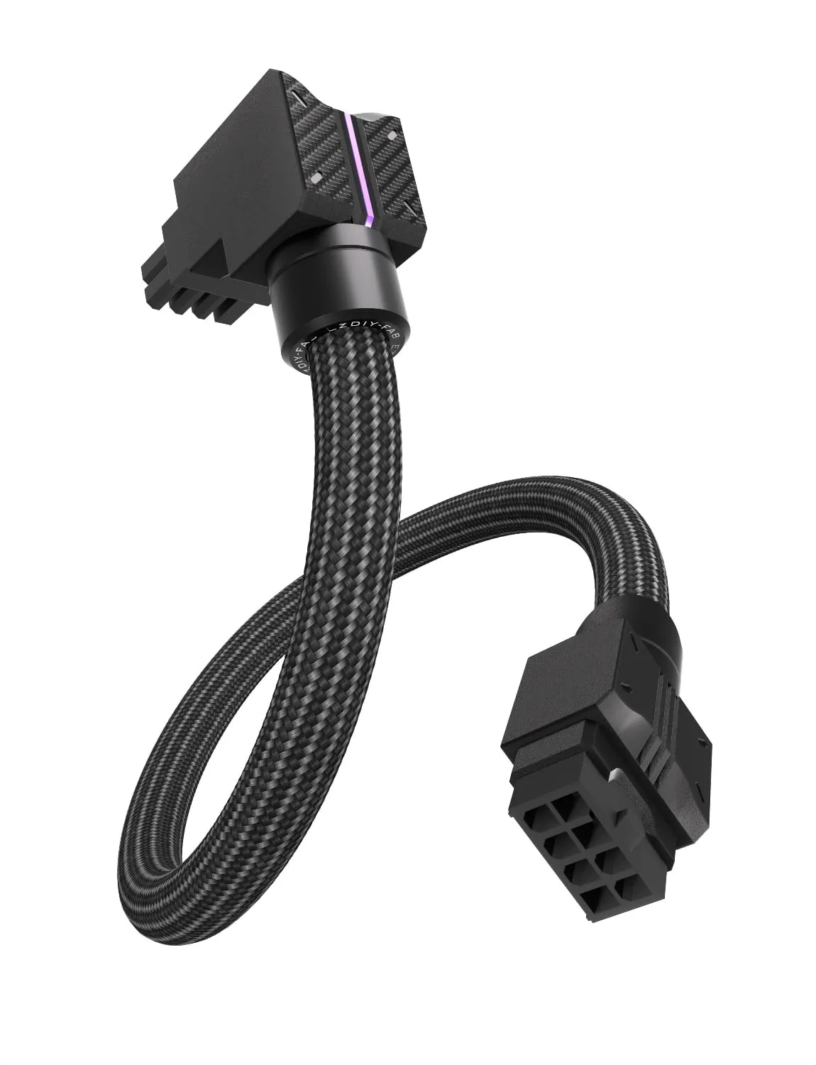 EZDIY-FAB UNIFAS ARGB 8-Pin GPU Extension Cable, Right Angle, Black, RVS