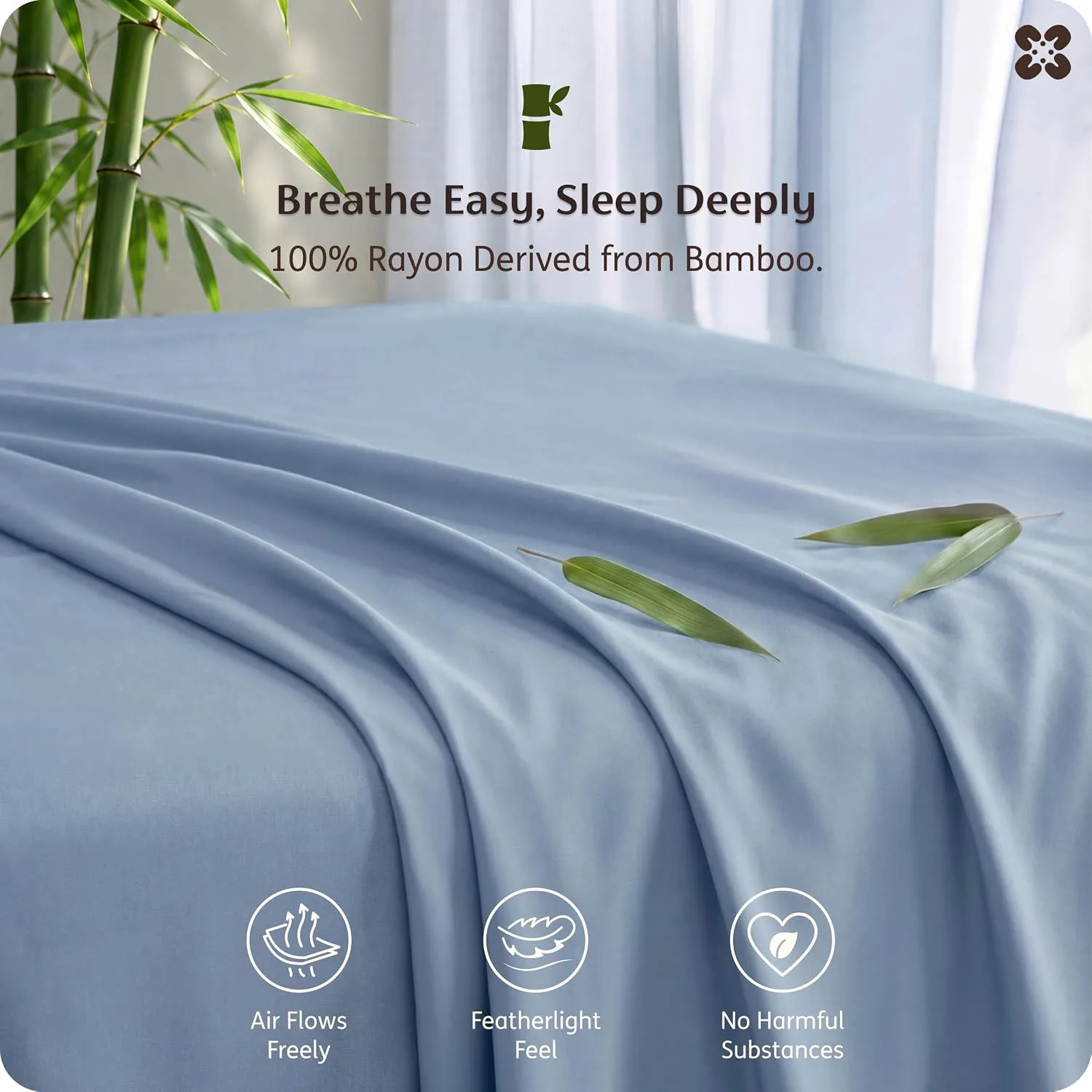 Bedsure PureWoven 100% Rayon Derived from Bamboo, Full Size Sheets, 4 PCS