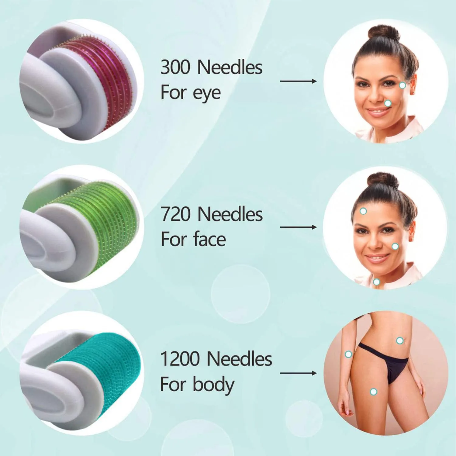 Angel Kiss 4 in 1 Titanium Microneedling Derma Roller Set for Face and Body