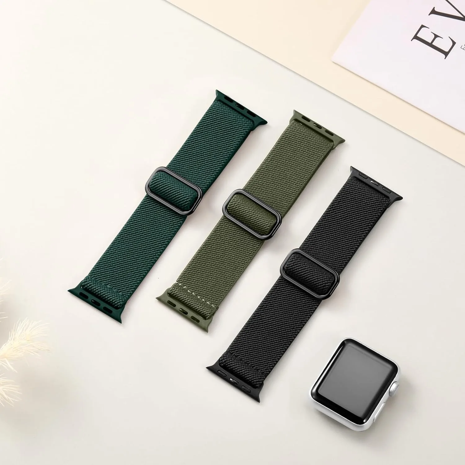 DaQin 3 Pack Stretchy Solo Loop Compatible with Apple Watch Bands Men Women