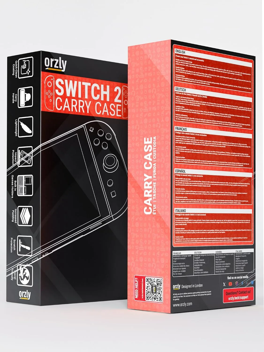 Orzly Case Compatible with Nintendo Switch 2 – Protective Travel Carry Case with Screen Padding, Game Card & microSD Slots, Zipped & Open Pockets for Accessories – 7.9" Gift Boxed