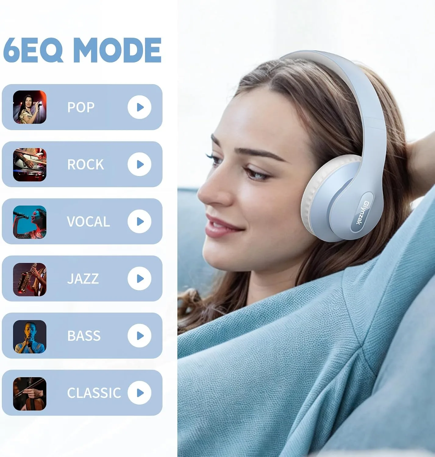 Wireless Bluetooth Headphones Over Ear V6.0 HiFi Stereo with Mic