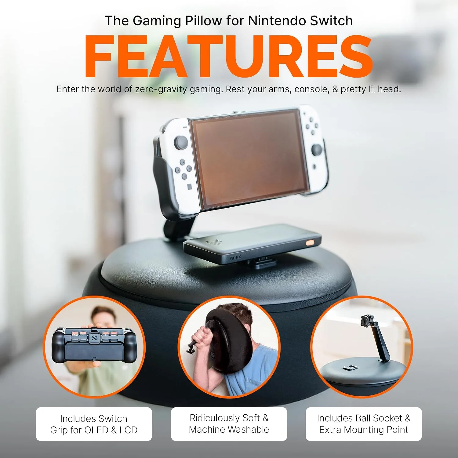 Mechanism Gaming Pillow Compatible for the Original Nintendo Switch OLED & LCD | Experience Zero Gravity Gaming with Our Switch Accessories | Ridiculously Soft & Machine Washable Pillow for Gamers
