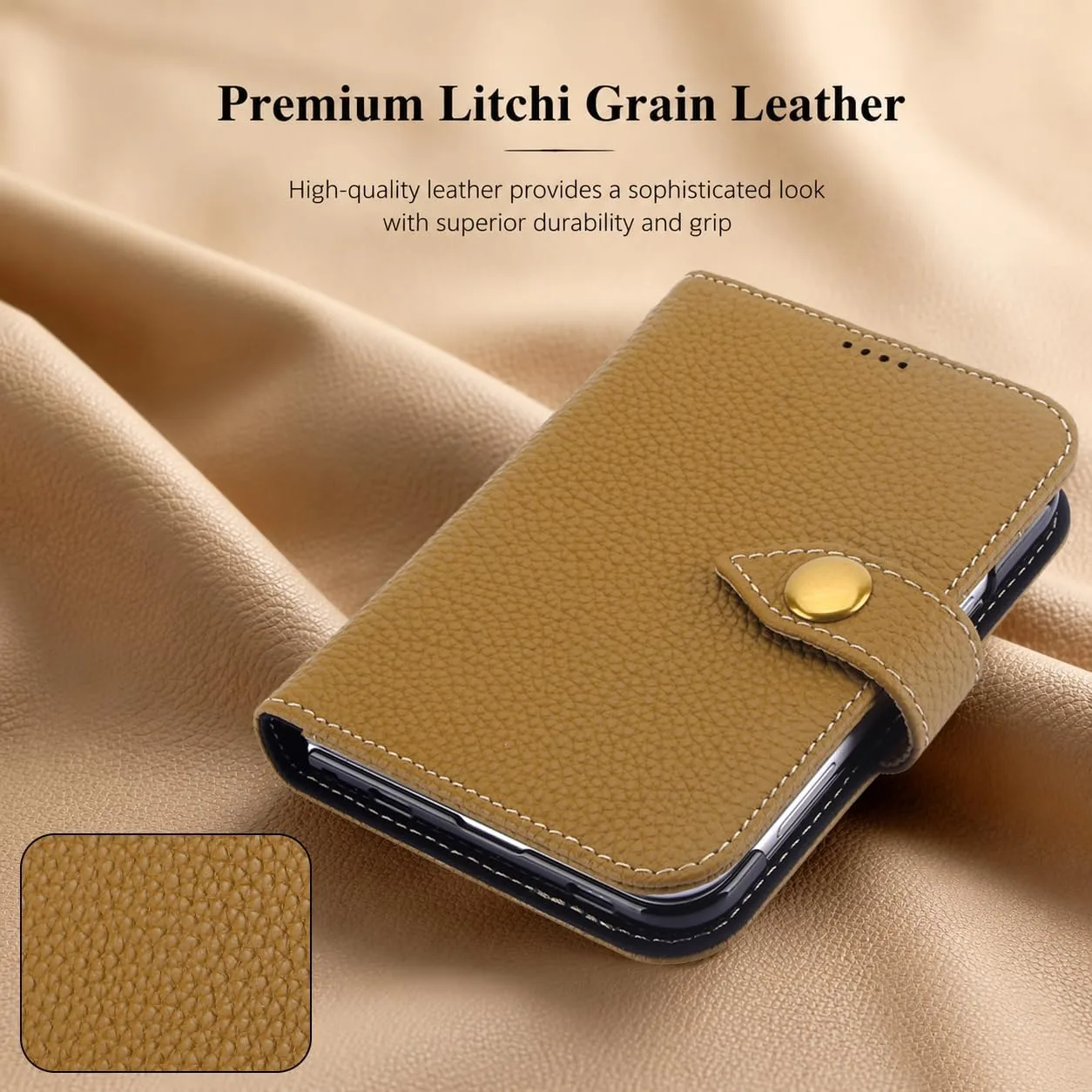 for iPhone Duo Case Wallet Genuine Leather for Magsafe, Brown