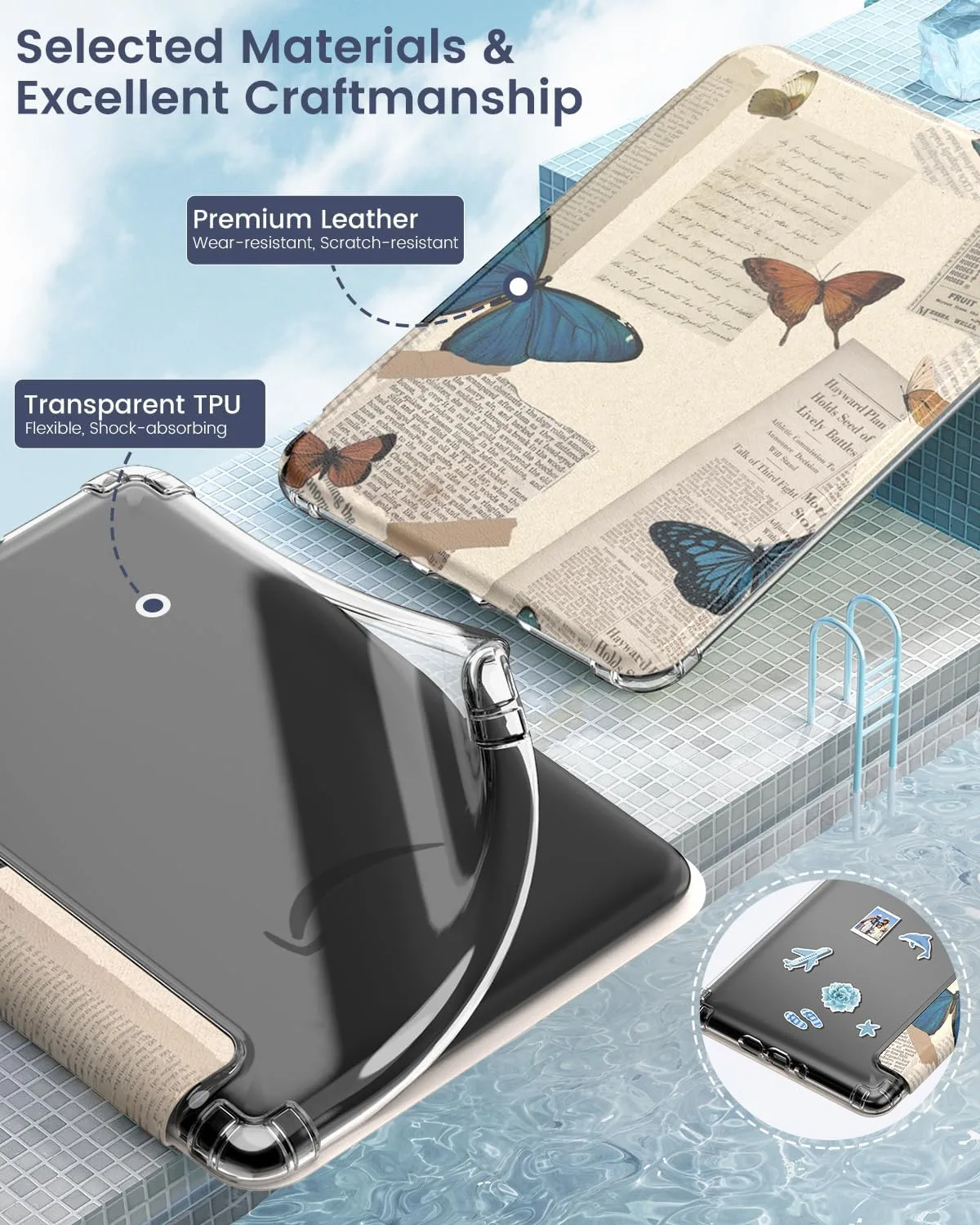 Moko Case for Kindle Paperwhite 12th Gen & Colorsoft 2024 Vintage Butterfly