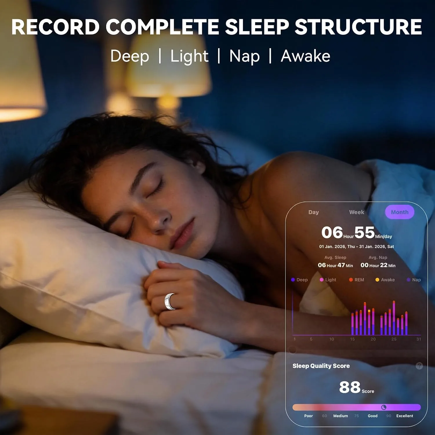 Smart Ring for Women Men,Fitness Tracker Ring,Heart Rate,Blood Oxygen,Step Tracker,Sleep Tracker,Meditation Assistance,No Subscription Fee,IP68 Waterproof,2026 New Holiday Gifts (Gold 8)