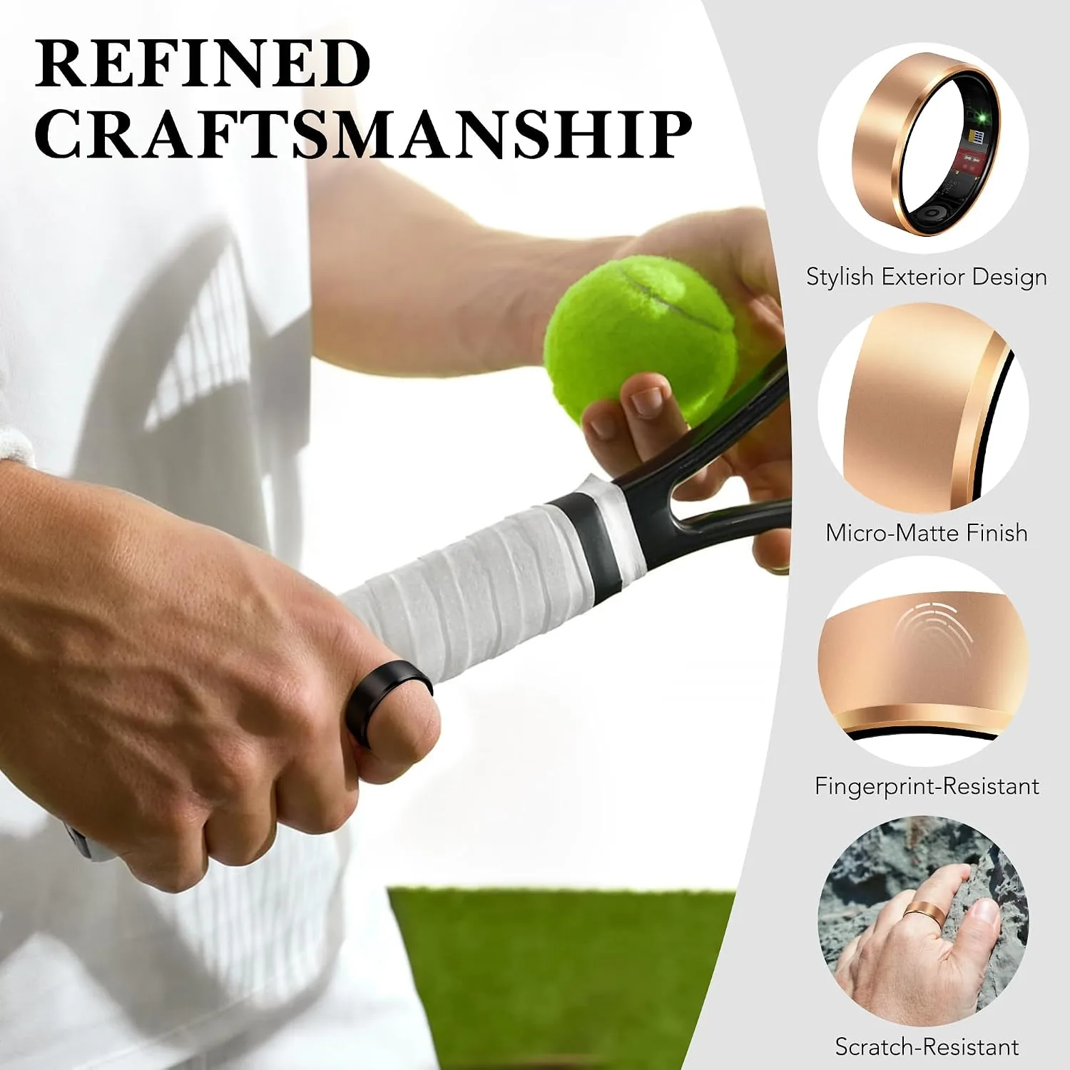 Smart Health Ring Fitness Tracker for Men Women, New Black 9