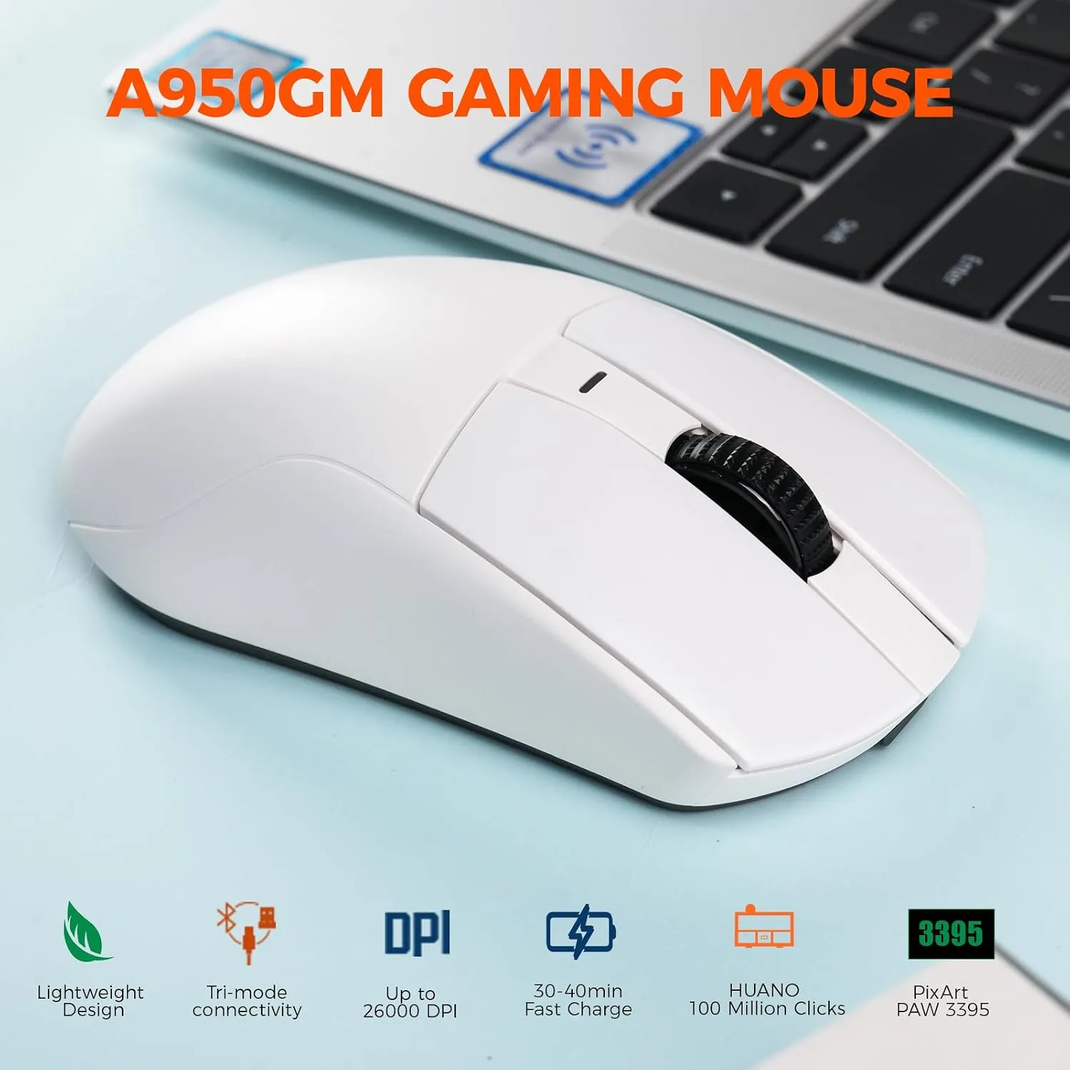 DAREU A950GM Tri-Mode Wireless Gaming Mouse,26K DPI,60g Lightweight