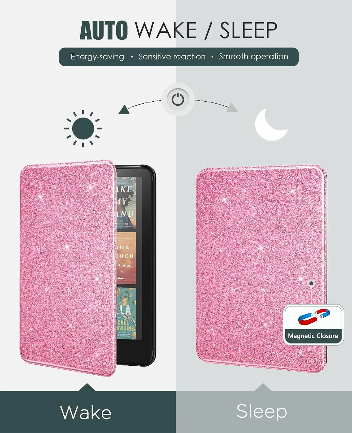 MoKo Case for 7" Kindle Paperwhite 12th Gen&Colorsoft 2024, Shiny Pink