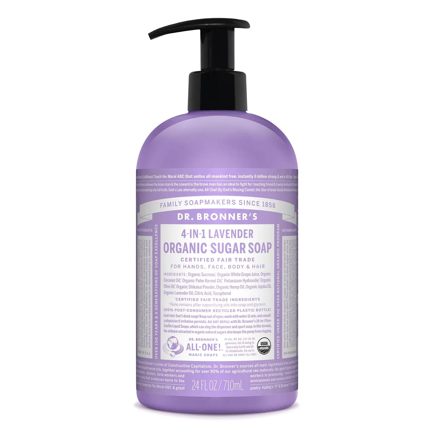 Jabón Líquido Orgánico Dr. Bronner's Sugar Soap Lavanda 24 oz