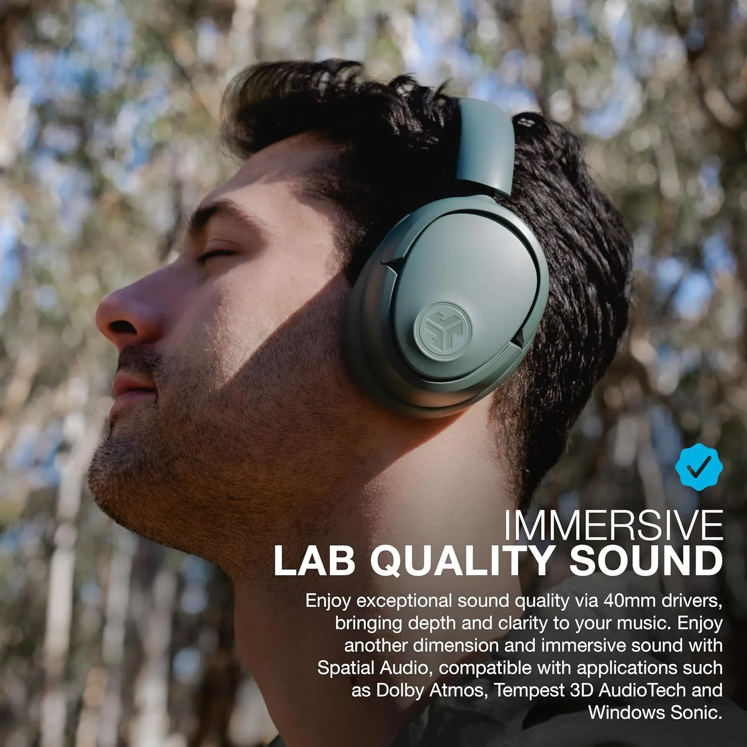 JLab JBuds Lux ANC Wireless Over-Ear Headphones, Sage