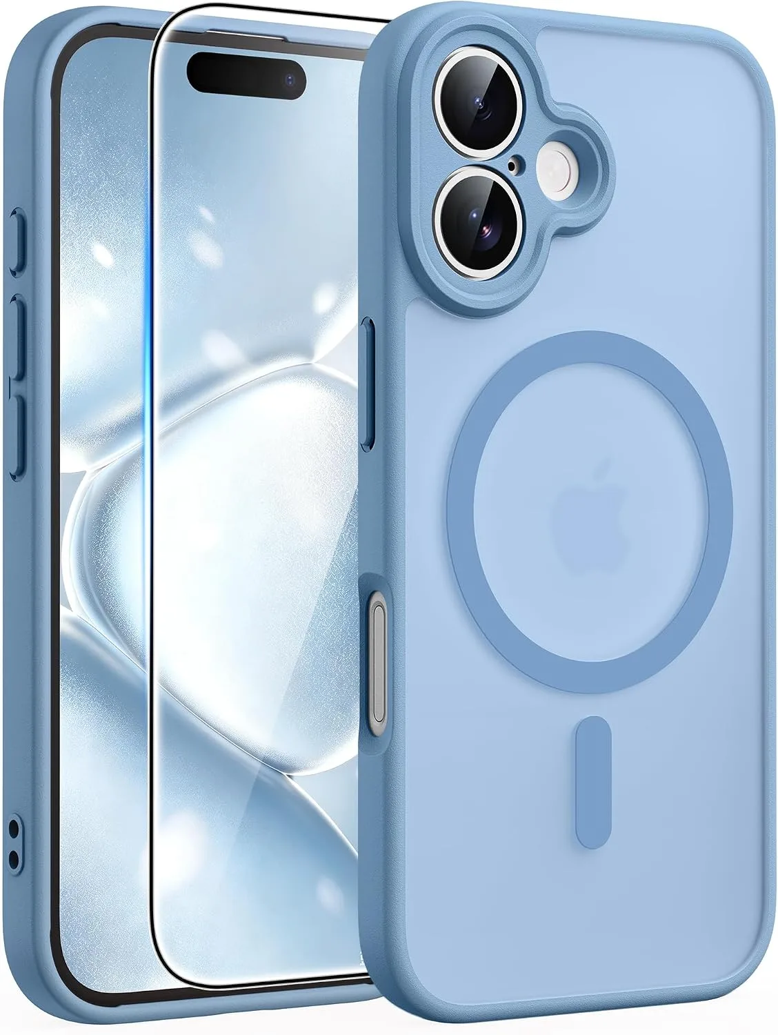 FNTCASE for iPhone 16 Case Fit for MagSafe Light Blue