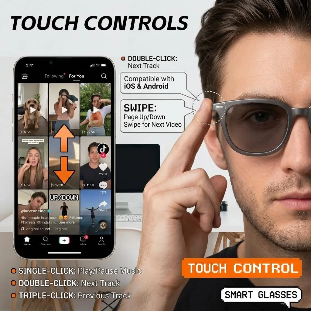 AI Smart Glasses Color Changing Translation Sunglasses Camera-Free Privacy