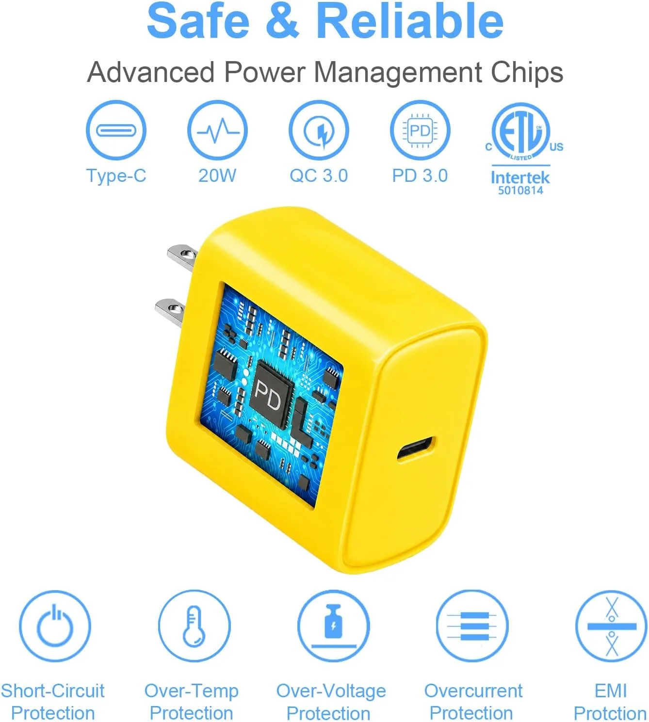 iPhone Duo Charger, iPhone 18 17 16 15 Charger Fast Charging 12FT-Yellow