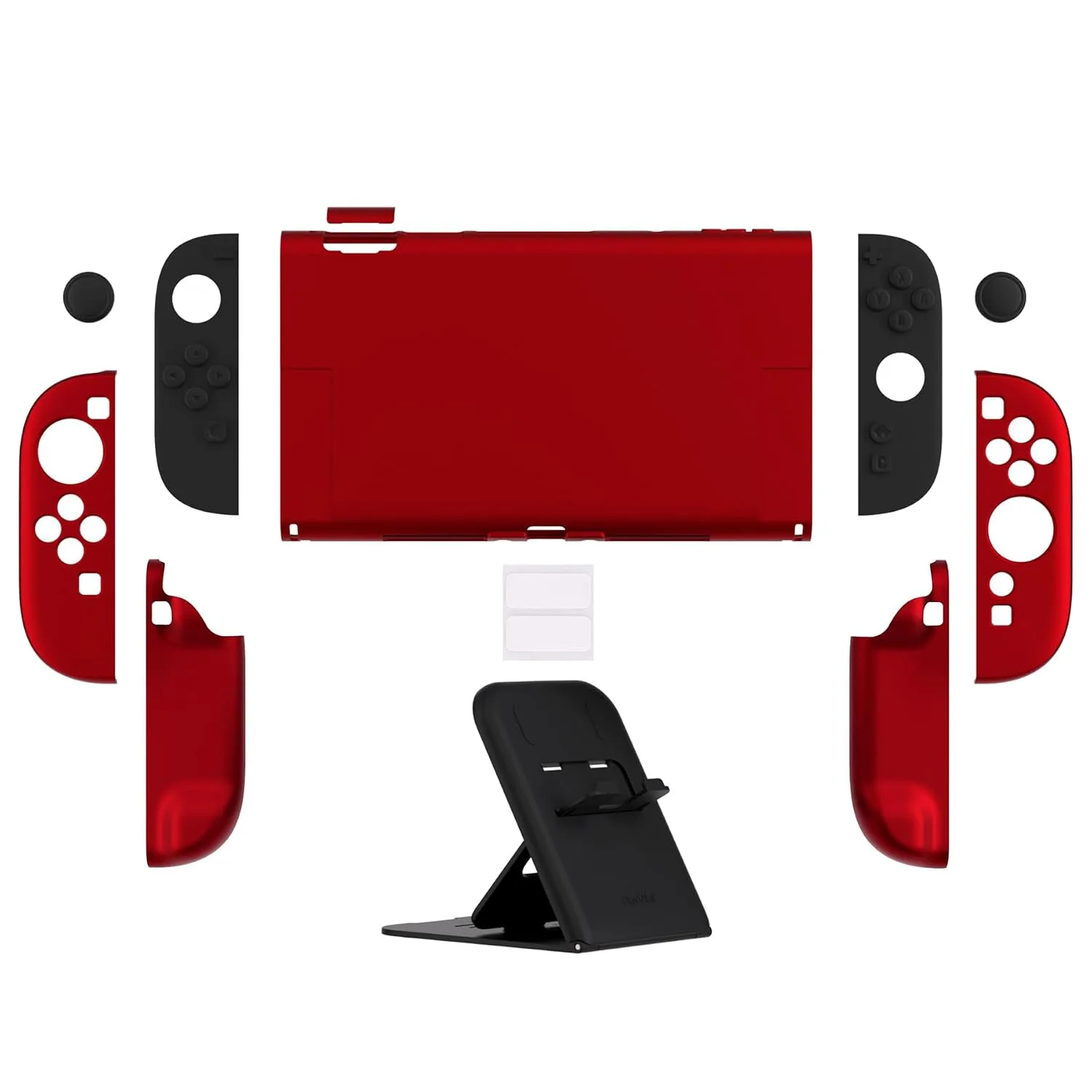 PlayVital Hard Case for Nintendo Switch 2 with Extra Stand & Thumb Grip Caps | Split Design, Dockable Protective Full-Body Shell Cover for Nintendo Switch 2 | Solid Color Series (Scarlet Red)