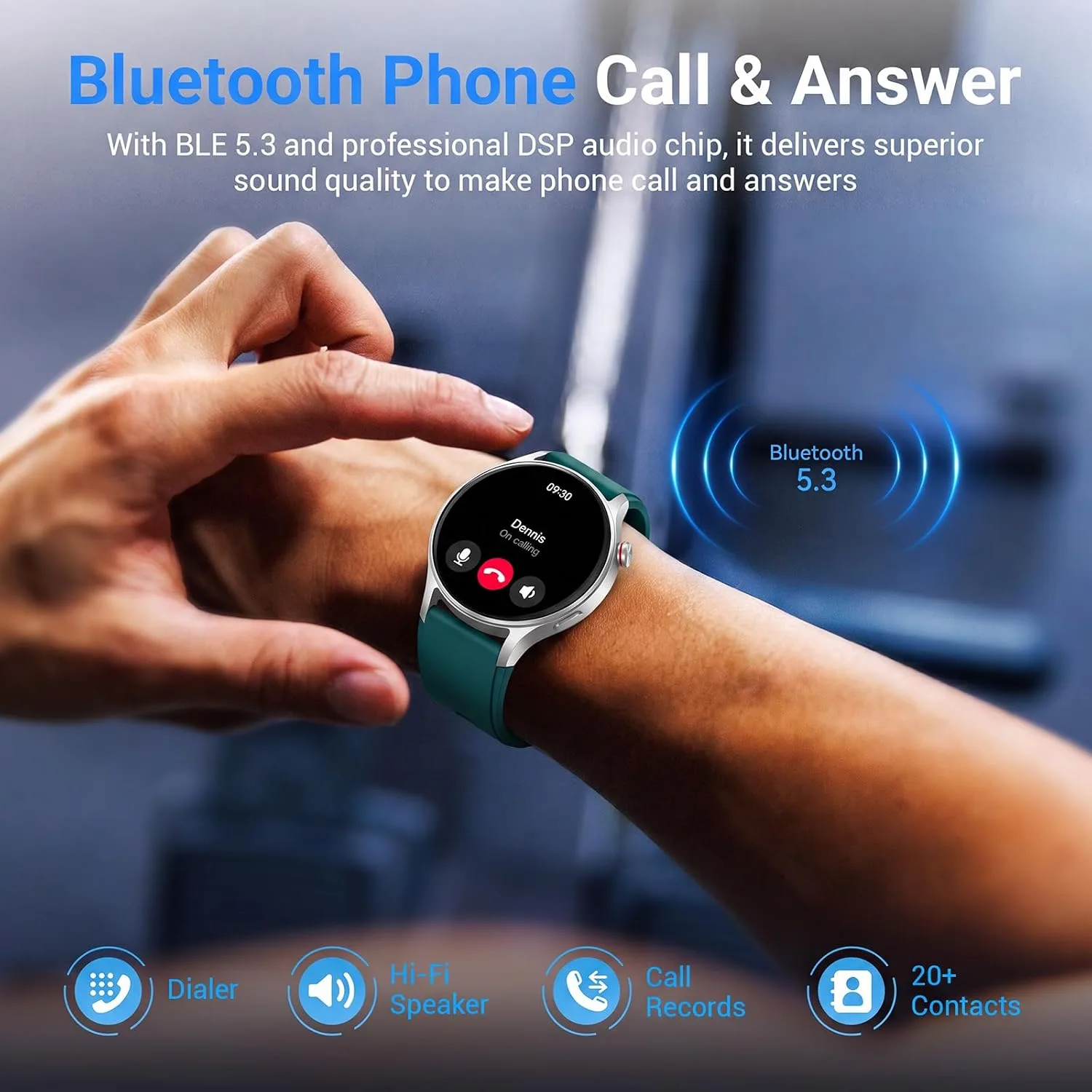 Fitpolo Smart Watch for Men Women,1.3" AMOLED Fitness Tracker (Teal Green)