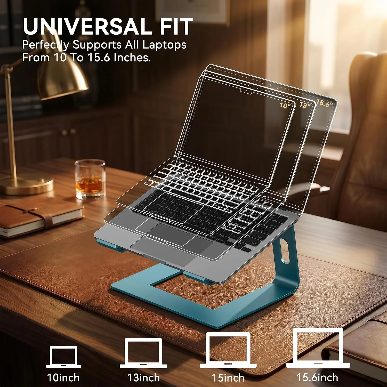 SOUNDANCE Laptop Stand, Aluminum Ergonomic Desk Riser, 10-15.6", Navy Blue