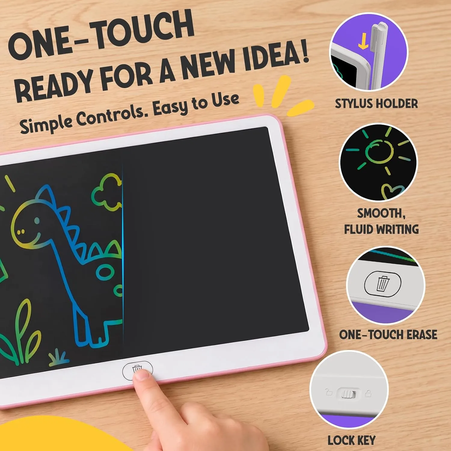 10 Inch LCD Writing Tablet for Kids - Eye Protection Drawing Pad with Stylus & Erasable Gift for Boys, Girls, Kids Age 3, 4, 5, 6, 7, 8, 9-12 Years Old (Pink, 10 inch)