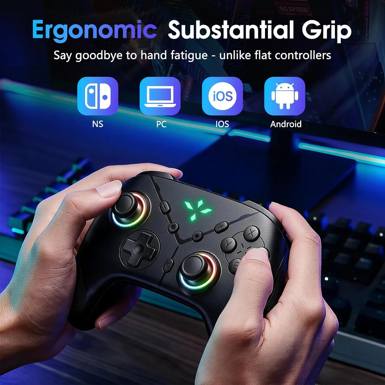 TEFELE TFEFLE Switch 2 Controller, Wireless Bluetooth 5.3 Pro Gamepad with C Button for GameChat, 9-Axis Gyro, Macro Programming, Turbo, 4-Level Vibration & LED Light, 3.5mm Audio Jack