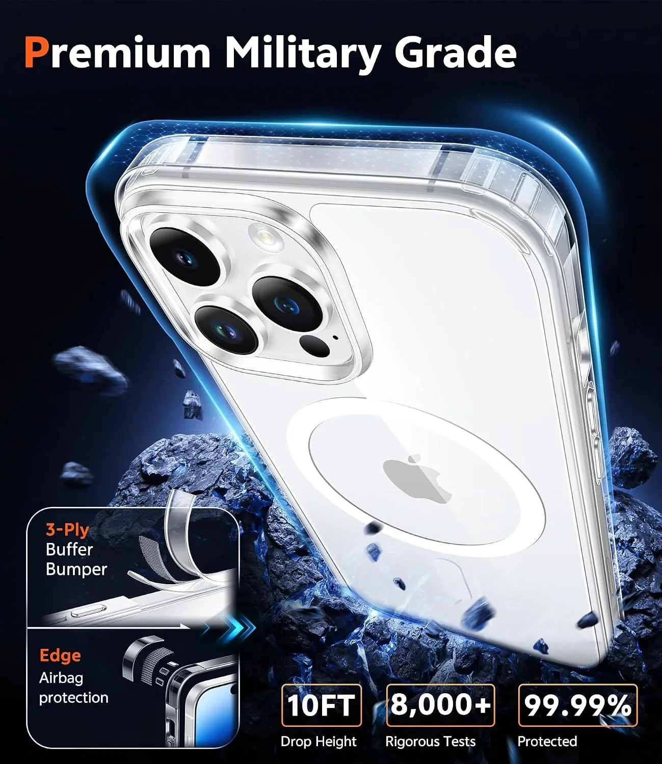 FNTCASE for iPhone 14 Pro-Max Case Compatible with Magsafe Clear Phonecase