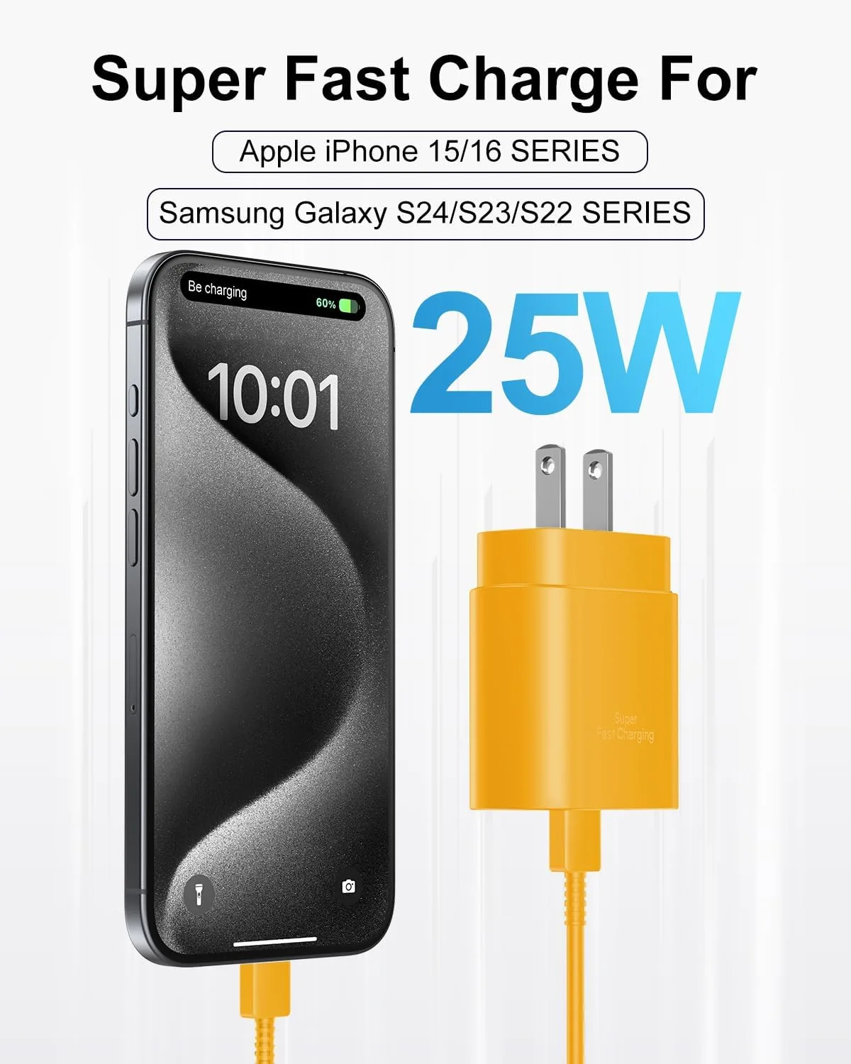 Type C Charger Fast Charging, 2Pack [10FT&6FT] Long USB C Cable with 25W Phone Super Fast Charger Block Compatible with Galaxy S26+/S25 Ultra,iPhone 18/17/16/Air/Plus/Pro Max/Duo
