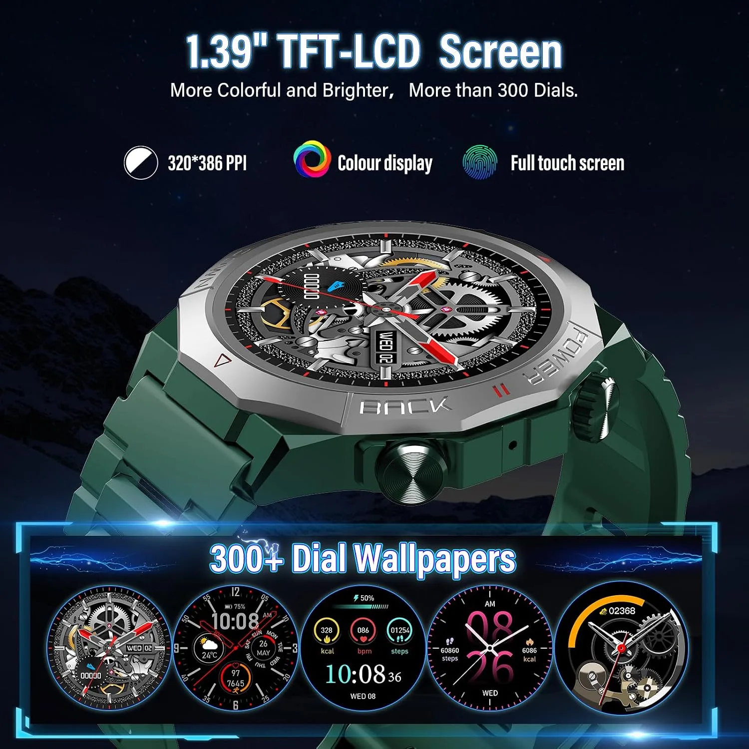 Smart Watch for Men (Answer/Make Calls), Rugged Men's Military Smartwatch, 1.39" HD Fitness Tracker with Heart Rate/Sleep/Step Monitor, 110+ Sport Modes, IP68 Waterproof Activity Tracker Android iOS