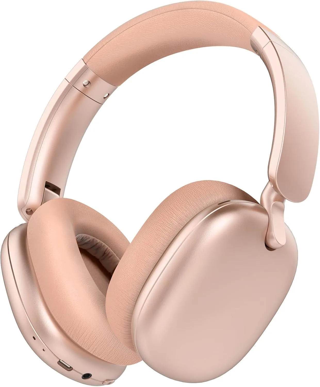 C6 Active Noise Cancelling Headphones, Wireless Over Ear Bluetooth Headphones, 60H Playtime, Lightweight Folding Comfort Fit Ear Cups Headset with Mic for iPad/PC/Home Rose Gold
