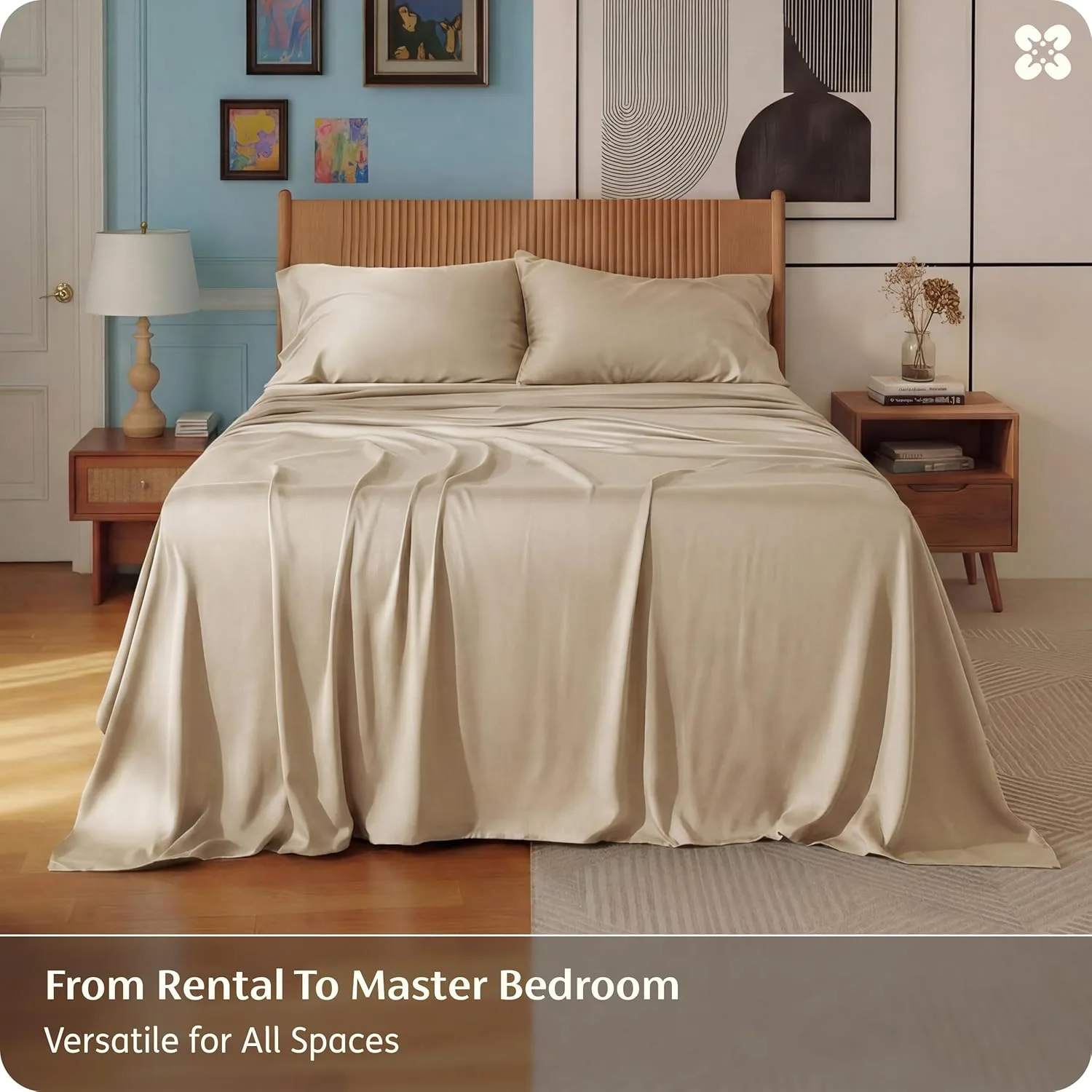 Bedsure PureWoven 100% Rayon Derived from Bamboo, Full Size Sheets, 4 PCS