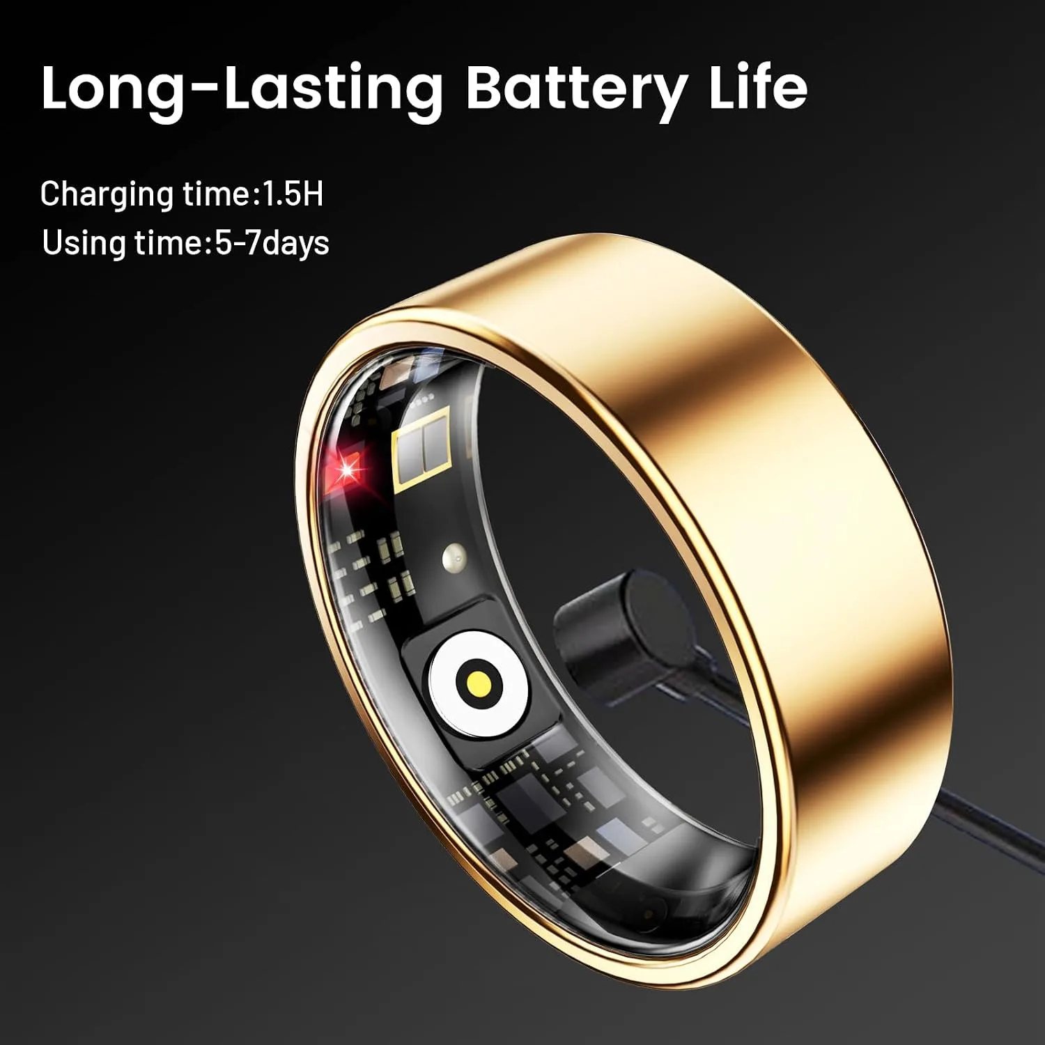Mirlray Smart Ring for Women & Men, Smart Ring Health Tracker, Blood Oxygen & Heart Rate Monitor, Long Lasting Battery Sleep Ring, Waterproof Fitness Ring (R02C, Rose Gold, 7)