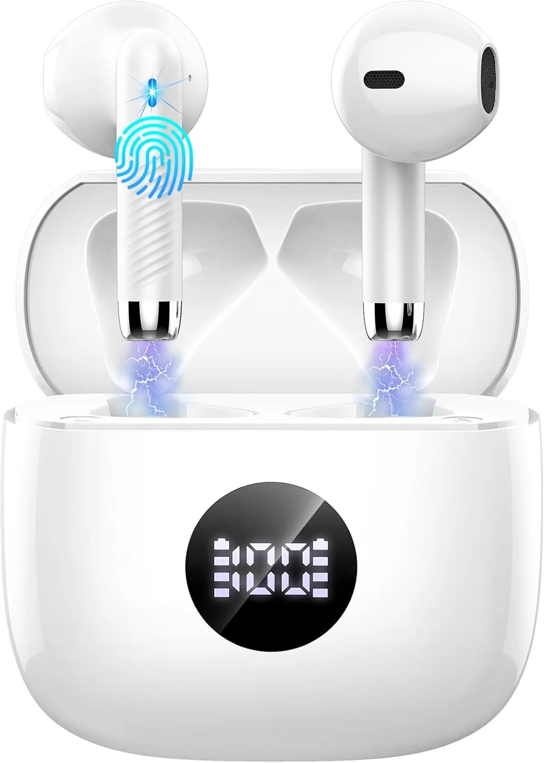 Jxrev Wireless Earbuds, Bluetooth Headphone 5.4, LED Power Display Ear Buds