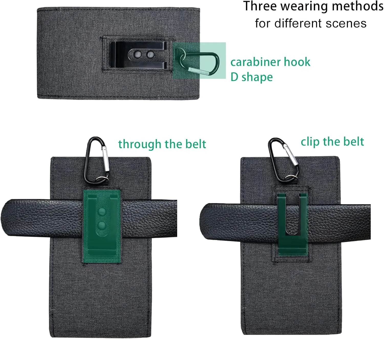 One Case Two Phones, Dual Phone Holster Pouch with Belt Clip, Hook and Loop Closure for iPhone 17 16 15 14 13 12 Pro Max, Moto G15,Edge 50,Galaxy Note 20 Ultra, S25 Ultra S24+A56-Black