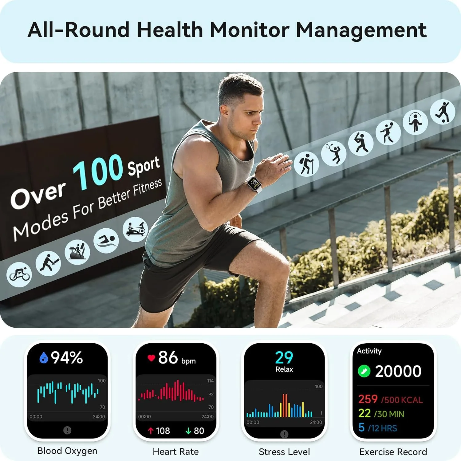 Smart Watch for Women Men, Smartwatch for iPhone & Android Bluetooth (Answer/Call) Built-in Alexa, 1.91" HD Fitness Tracker with 105+ Sport Modes, IP68 Waterproof, Sleep/Heart Rate/Stress Monitor