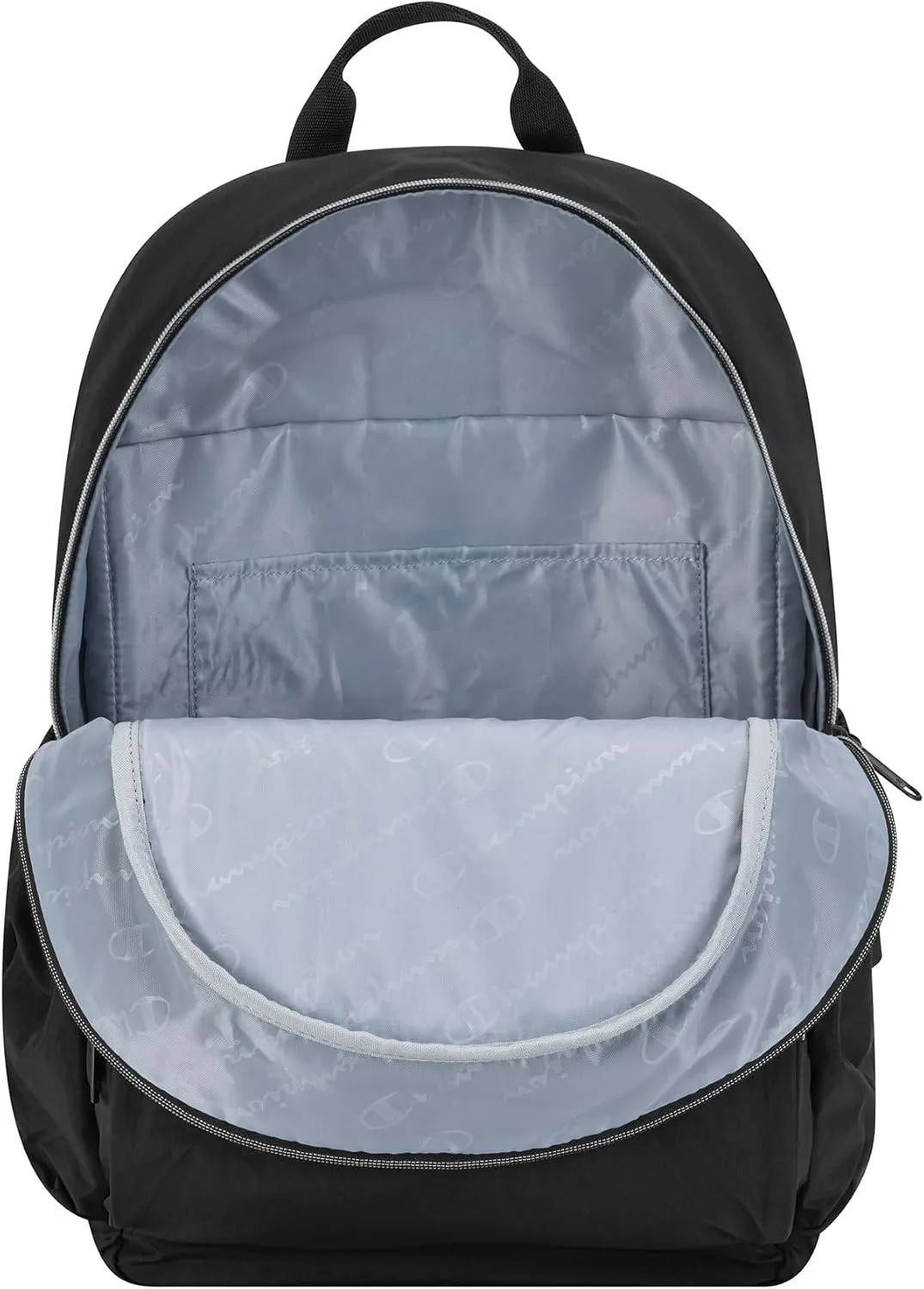 Champion Venice Laptop Backpack in Crinkle Nylon with Padded Adjustable Straps, Water Bottle Pocket for Work, Travel, Commute, Black, One Size
