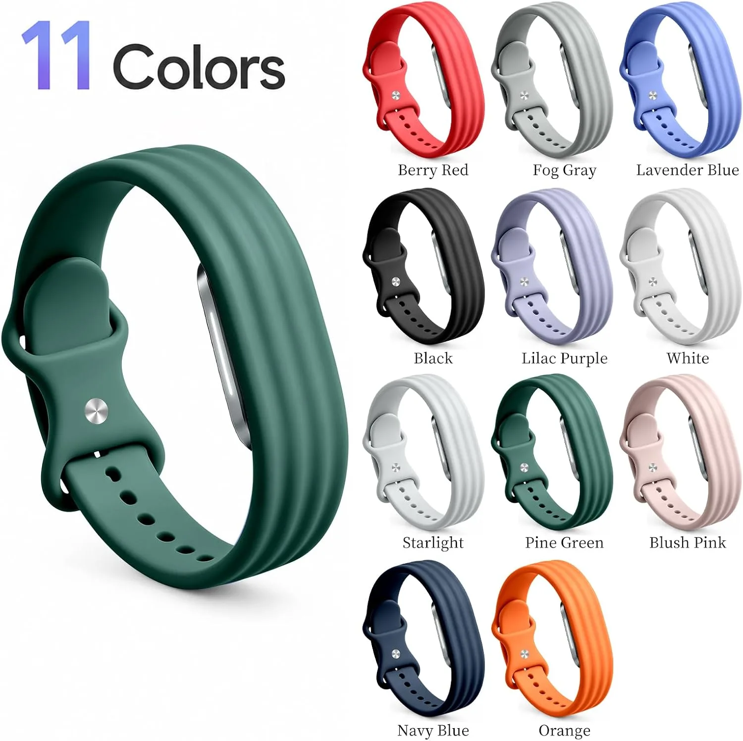 3 Pack Silicone Sport Band Compatible with Hume Band 2.0 Fitness Tracker,Soft Silicone Replacement Adjustable Sweatproof Wristband for Hume 2.0 Band, Running, Workout & Daily Wear for Women Men