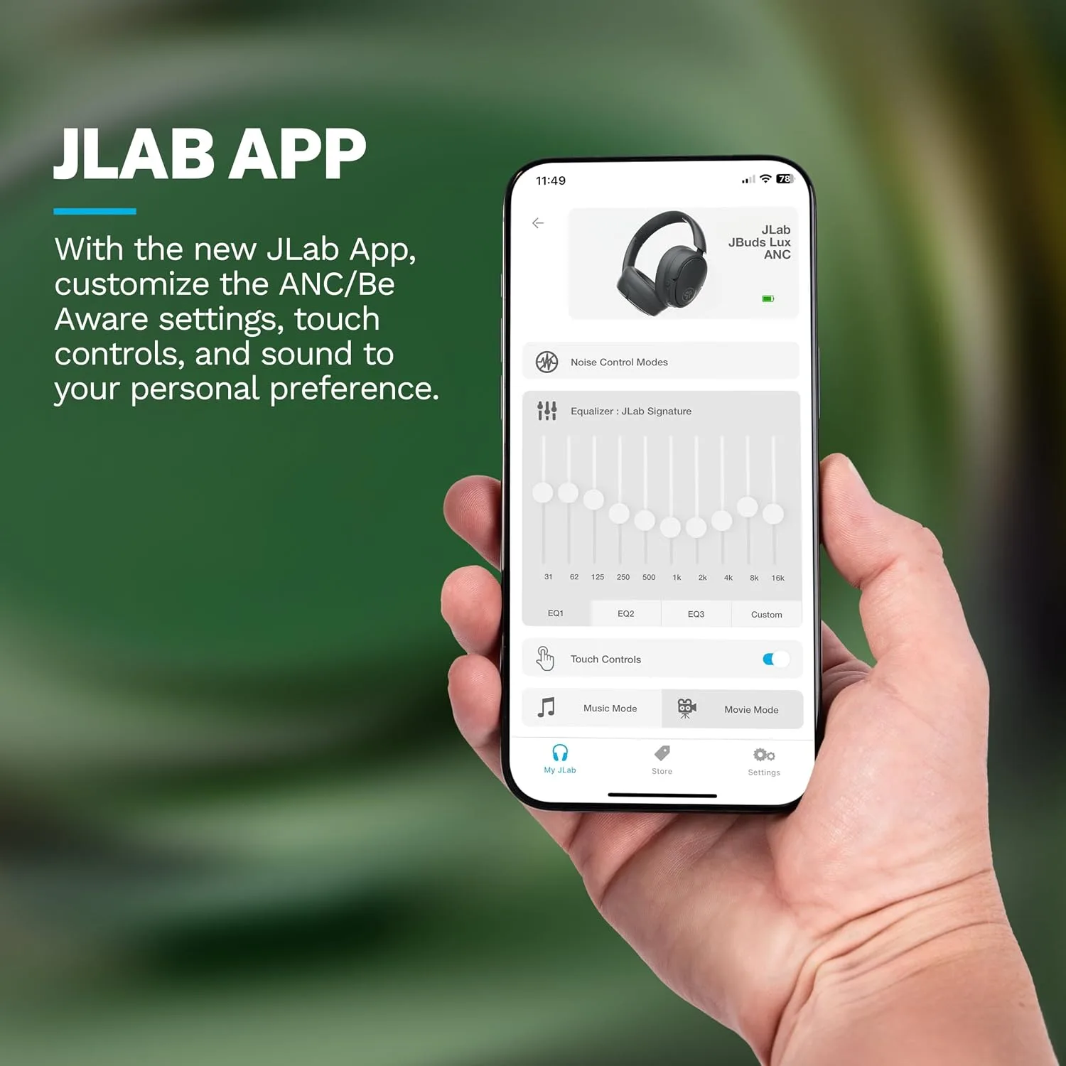 JLab JBuds Lux ANC Jelle Wireless Over-Ear Headphones, Fir Sure