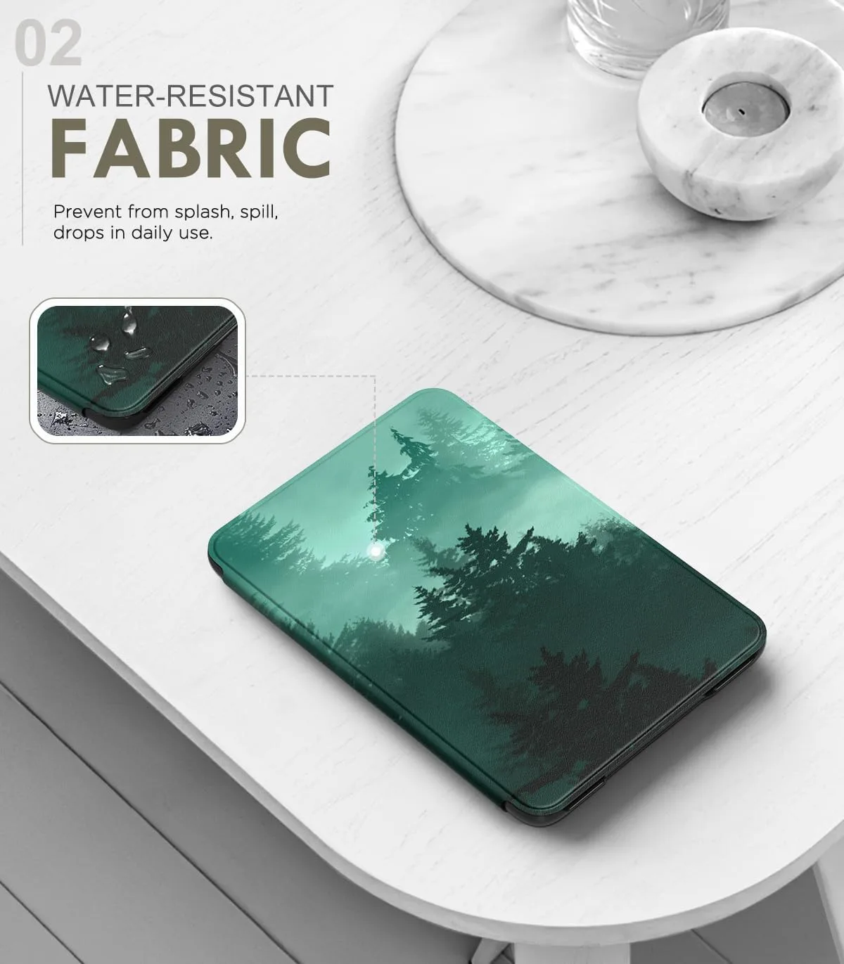 MoKo Case for 6" Amazon Kindle Basic 11th Gen 2024/2022, Green Forest