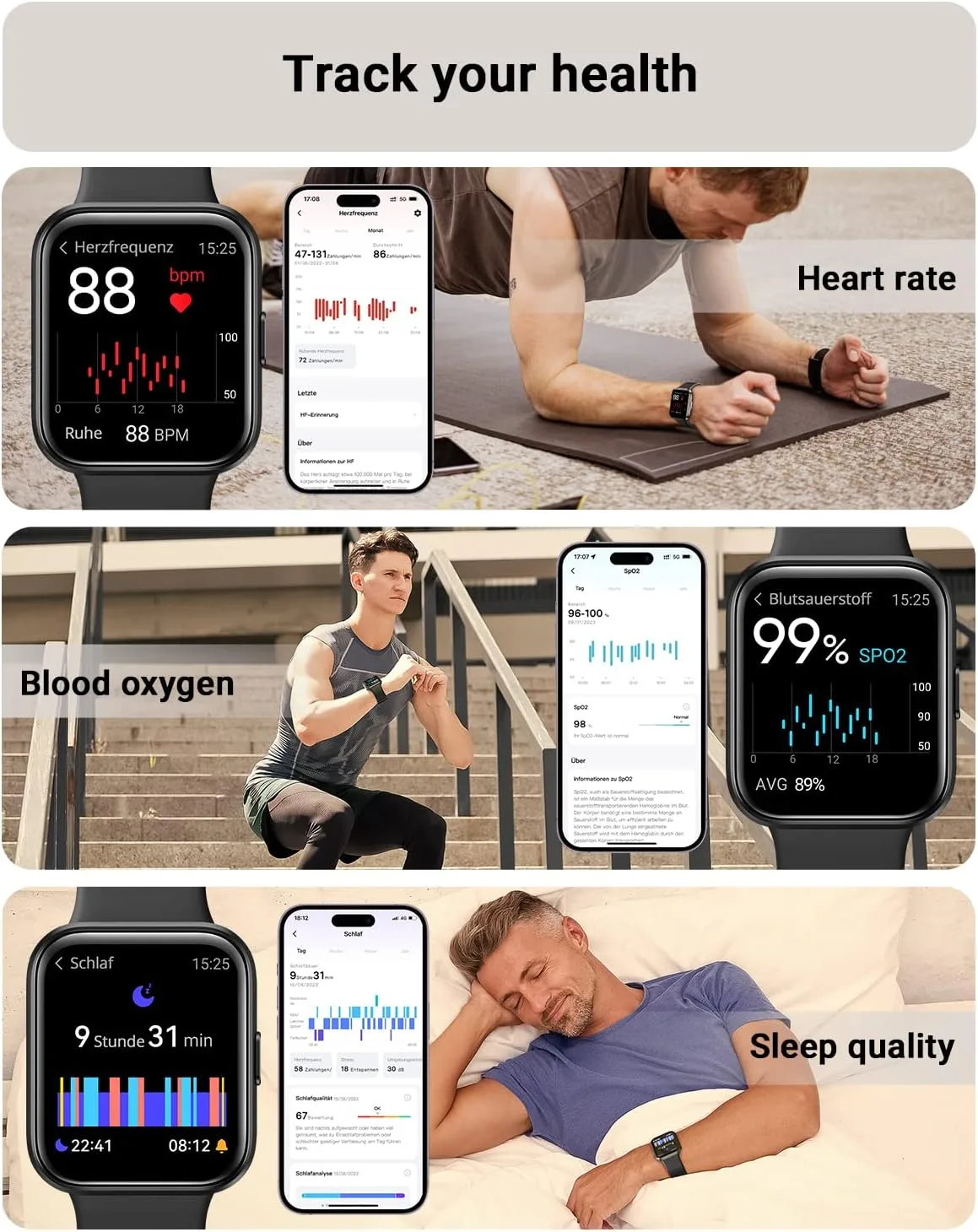 Tensky Smart Watch for Men/Women Android/iPhone/Samsung, Alexa Built-in, 1.8" Touch Screen Fitness Tracker with Answer/Make Calls, 3ATM Waterproof Heart Rate/Sleep/SpO2 Monitor, 120+ Sport Modes