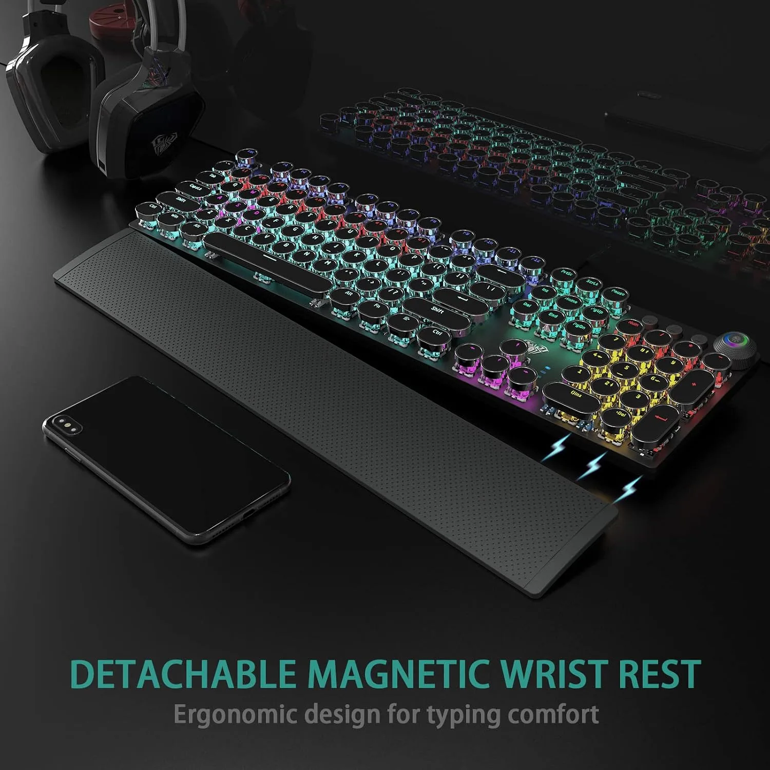 AULA F2088 Typewriter Style Mechanical Gaming Keyboard Wired, 104 Keys
