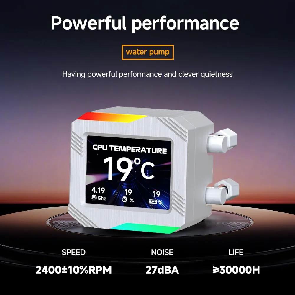 Astroshel V2G 360 Argb Water Cooling CPU Cooler|3 * 120mm PWM Fans with 2000RPM|Customizable LCD Digital Display Screen|for Intel LGA1851/1700/1200/115X AMD AM4/AM5(White-360mm)