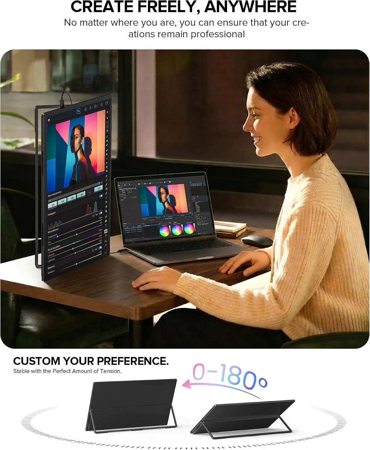 UPERFECT Portable Monitor 4K 60Hz 18.5", 145% sRGB QLED Laptop Monitor