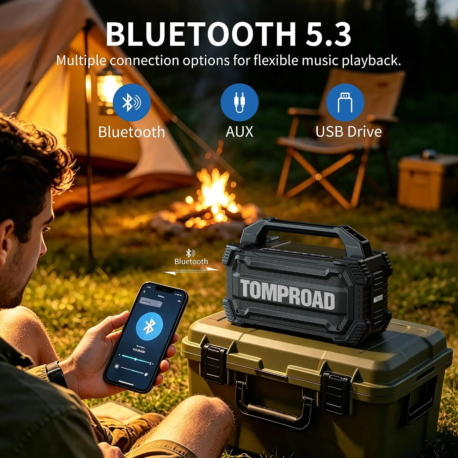 Portable Bluetooth Speaker, 160W Peak Loud Outdoor Speaker, IPX6 Waterproof