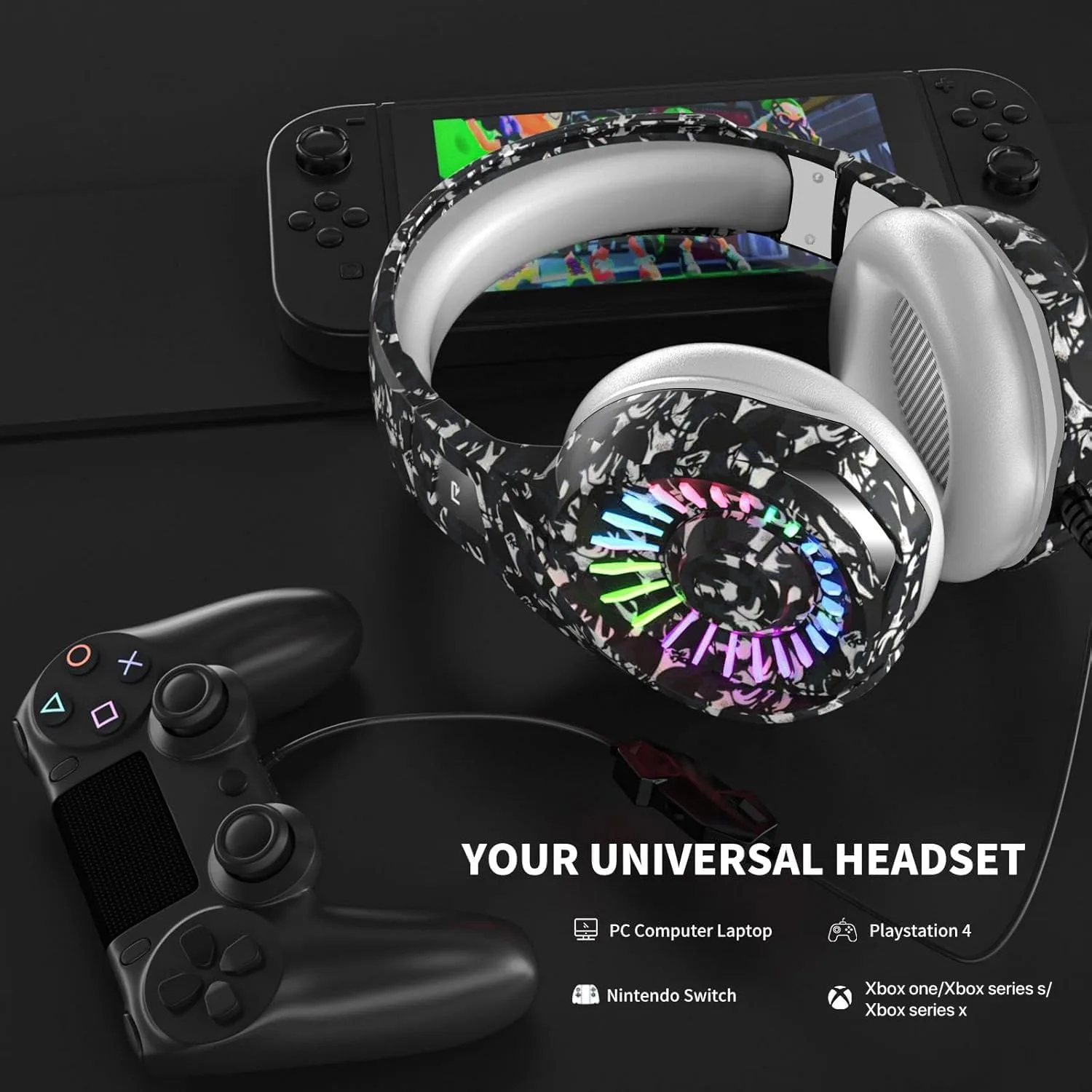 ZIUMIER Wired Camo Gaming Headset for PC, PS5, PS4, Xbox Series X|S