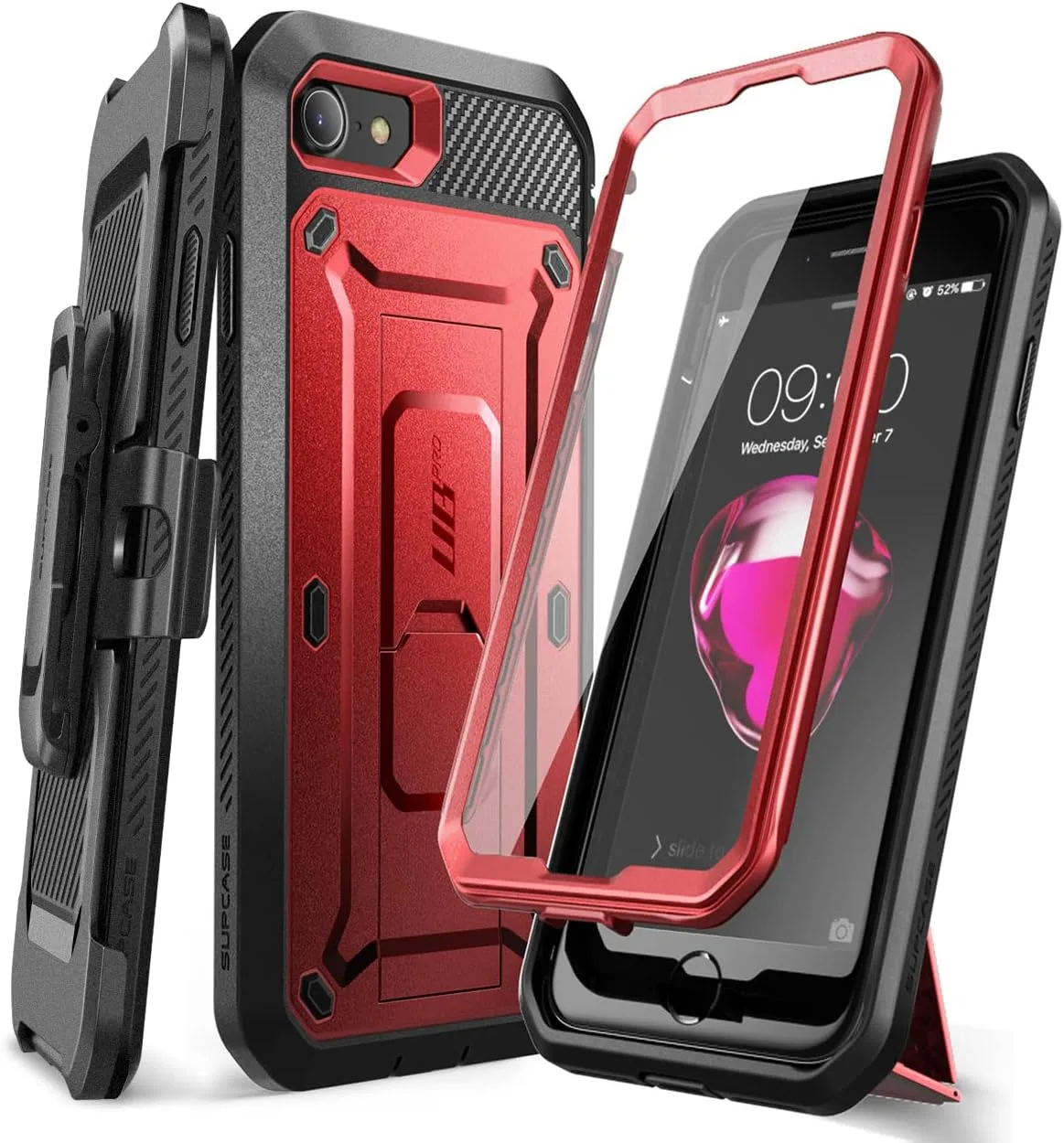 SUPCASE for iPhone SE 3rd / SE 2nd /7/8 Case with Screen Protector, Red