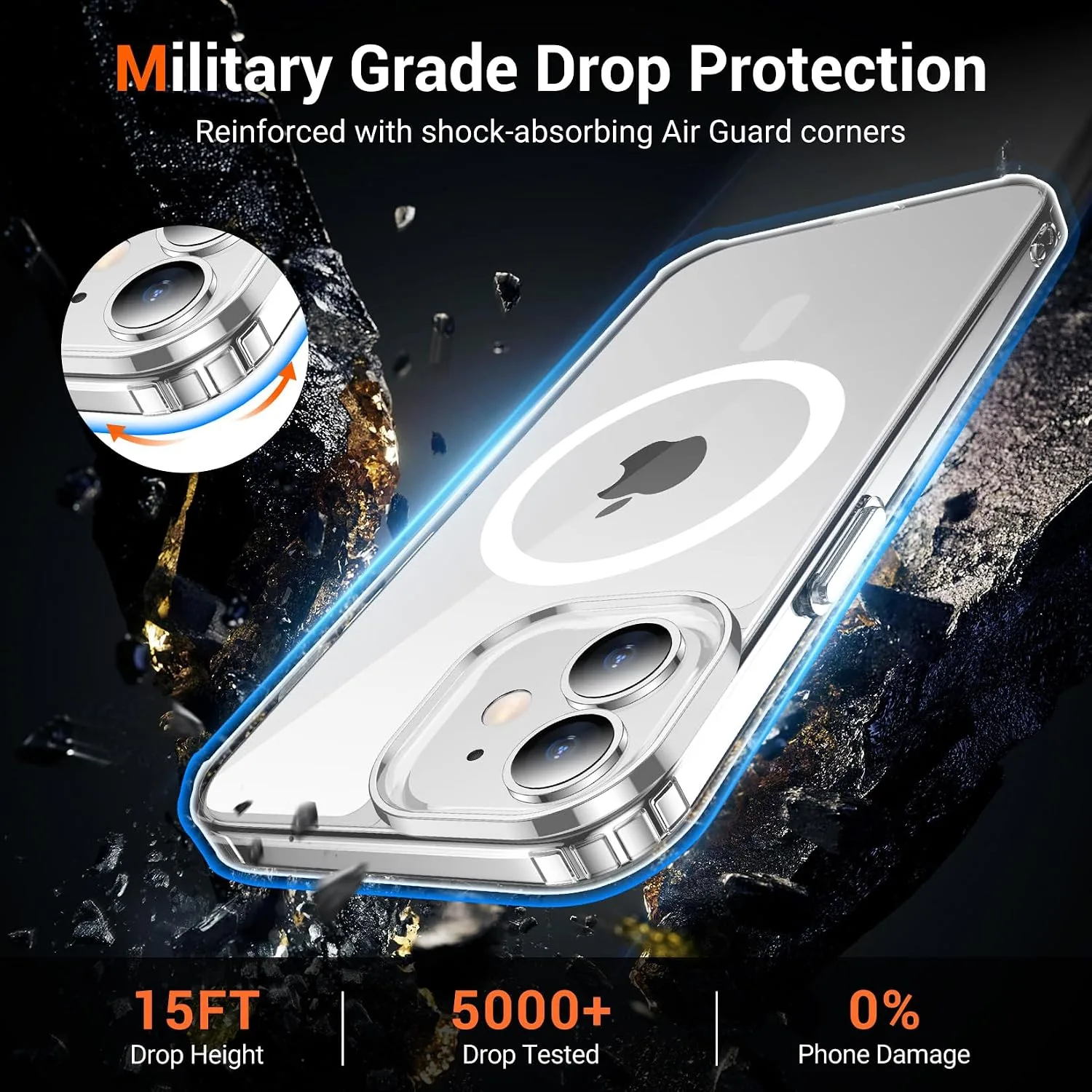 Temdan for iPhone 13/12 MINI Case with Screen Protector Clear