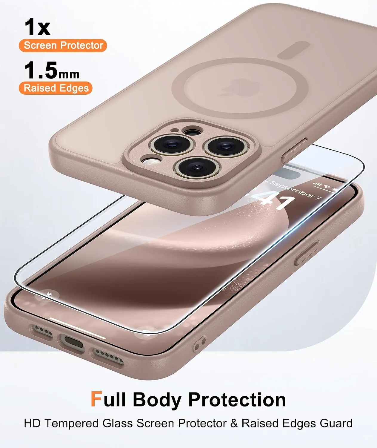 FNTCASE for iPhone 15-Pro Max Case Fit for MagSafe Desert Gold