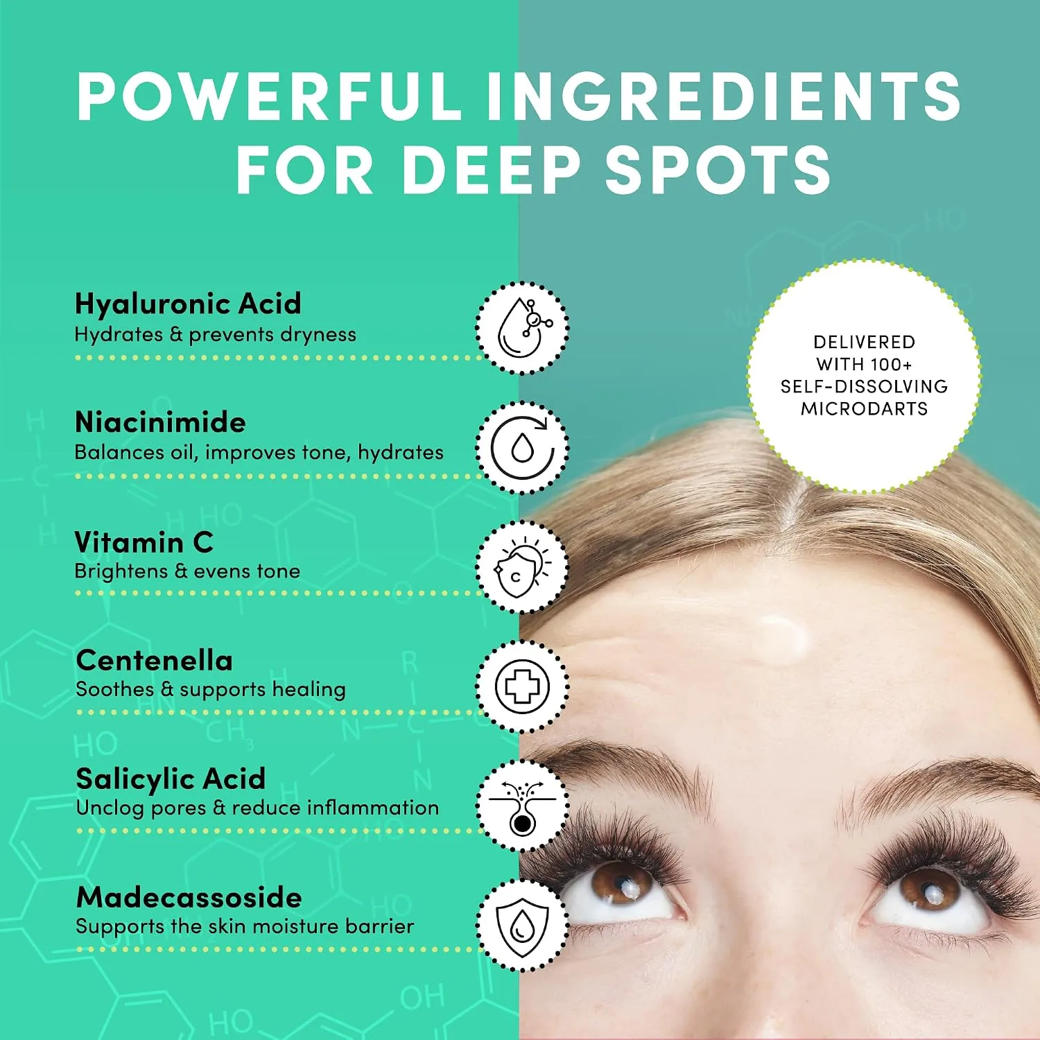 Dots for Spots Pimple Patches with Microdarts - Includes Active Ingredients Niacinamide, Hyaluronic Acid & Salicylic Acid for Maximum Effectiveness - Reduces Redness and Dark Spots (9 count)