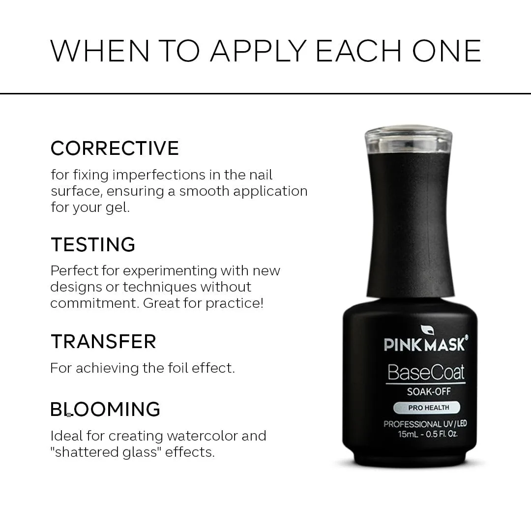 PINK MASK Gel Color- Base Coat- Testing Base Coat - Professional Polish Nail- 15 ml - 0.5 Oz - Gel Polish UV/LED